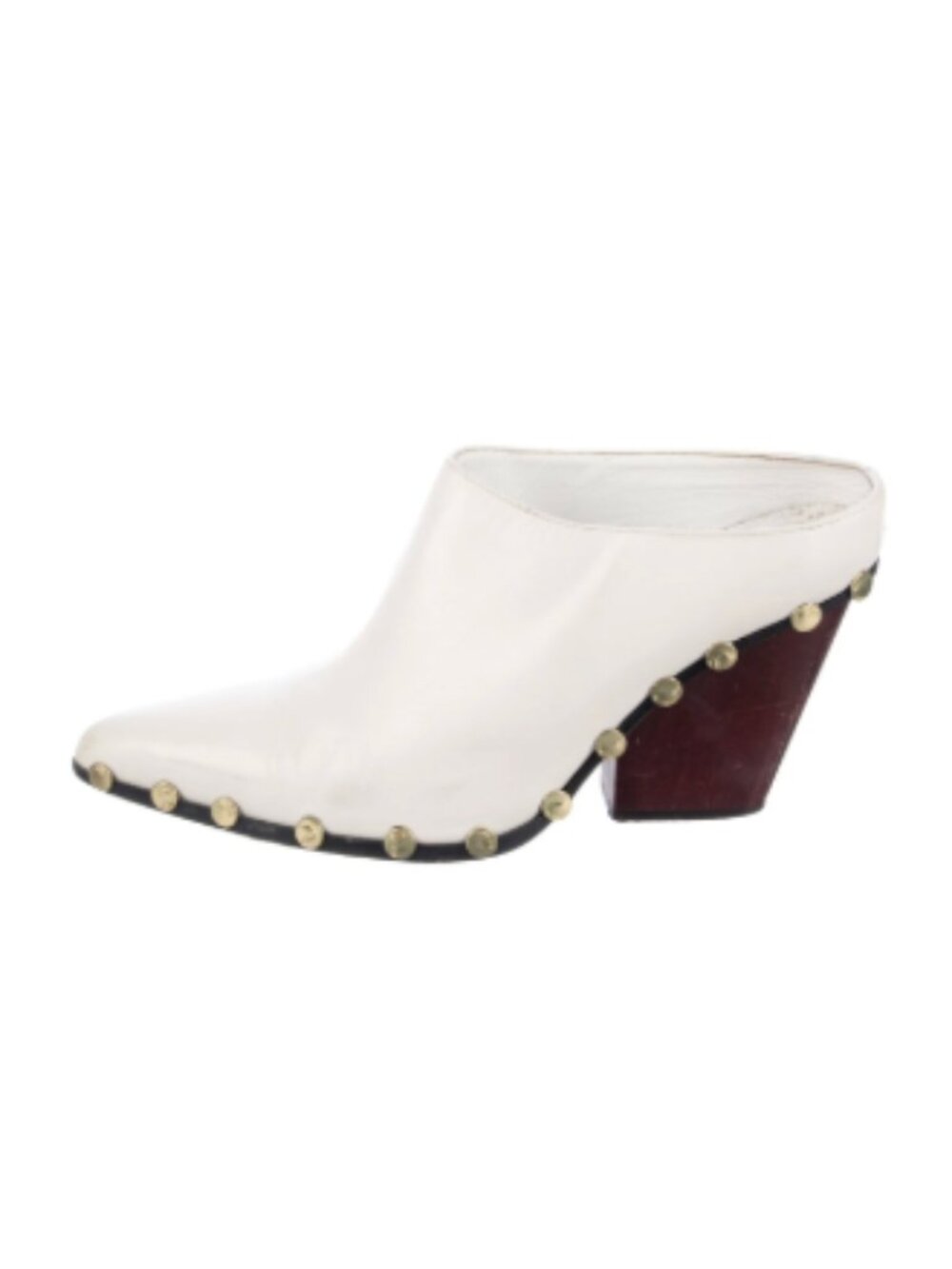 Celine White Leather Studded Mules - SOLD AS IS